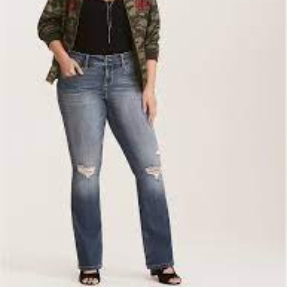 Torrid Slim Boot Ripped Destruction Jeans